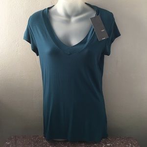 Teal V neck tee shirt